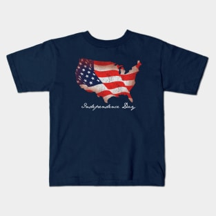 Independence Day USA Flag America Map Kids T-Shirt